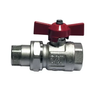 Valvola A SFERA MF CON Bocchettone E Farfalla LEVA ROSSA 1/2" (DN 15)