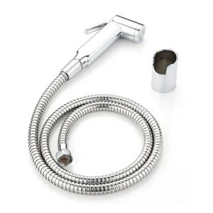 KIT Doccetta Shut-off CON Supporto A MURO E Flessibile Cromo